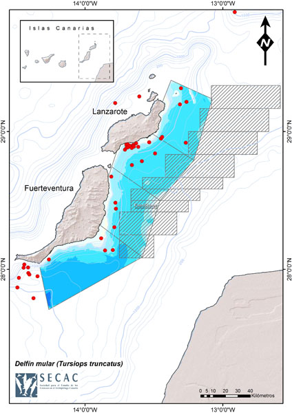 Mapa de avistamientos de mulares en Lanzarote ©SECAC