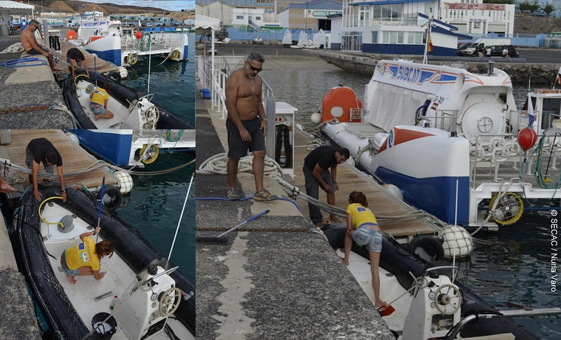 Limpieza general en un día de estancia en el puerto por temporal ©SECAC