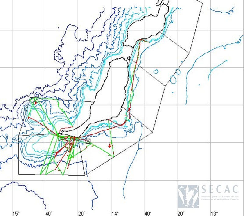 Mapa de los transectos realizados ©SECAC