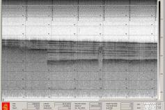 Captura de pantalla de la sonda paramétrica. Los niveles de sedimentación gasificada son claramente visibles en la parte izquierda del registro ©IEO